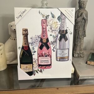 NWT Design District Canvas 11 x 14. Gucci, Chanel, LV Champagne Bottle 🍾 Art.